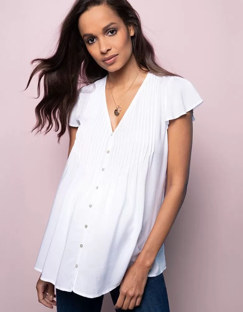 Best Witte Positieblouse met Fladdermouwen Topjes