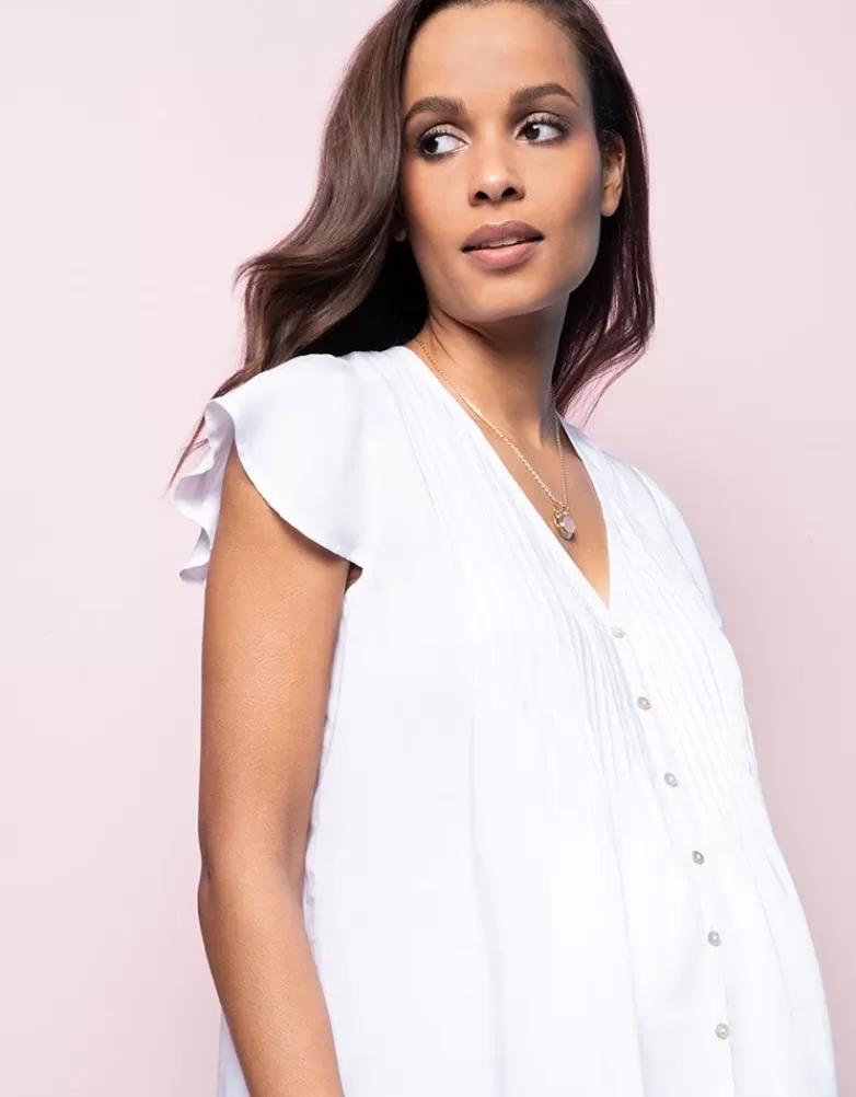 Best Witte Positieblouse met Fladdermouwen Topjes